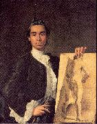 Melendez, Luis Eugenio Portrait of the Artist Holding a Life Study France oil painting artist
